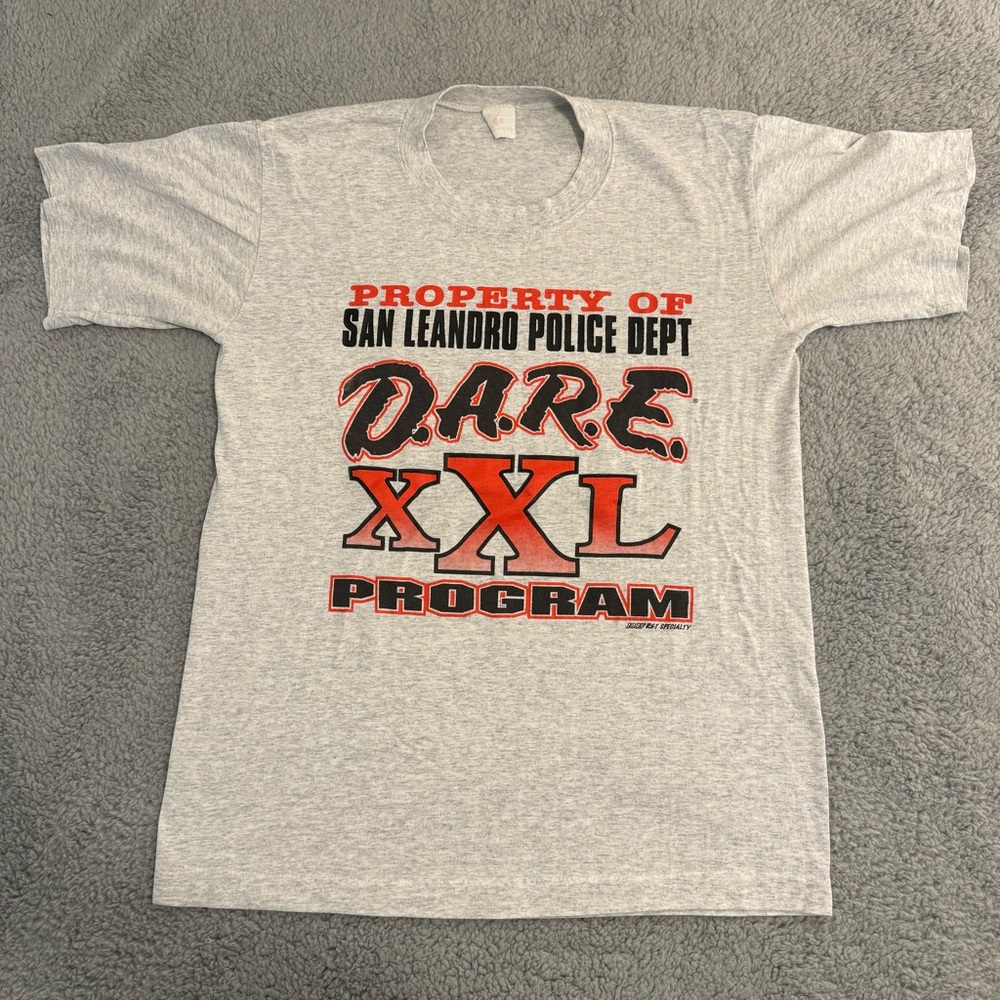 Vintage 90s DARE Shirt Mens Med Gray‎ 1995 San Leandro XXL Program Cotton Logo